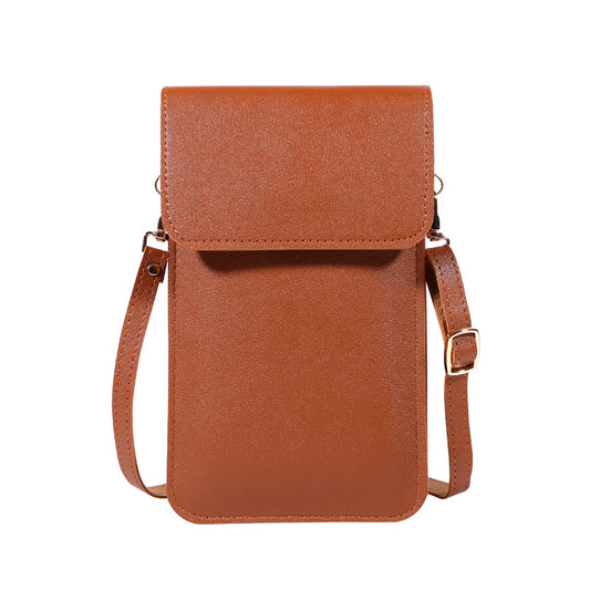 Leren Crossbodytas Voor Dames Bruin Compact
