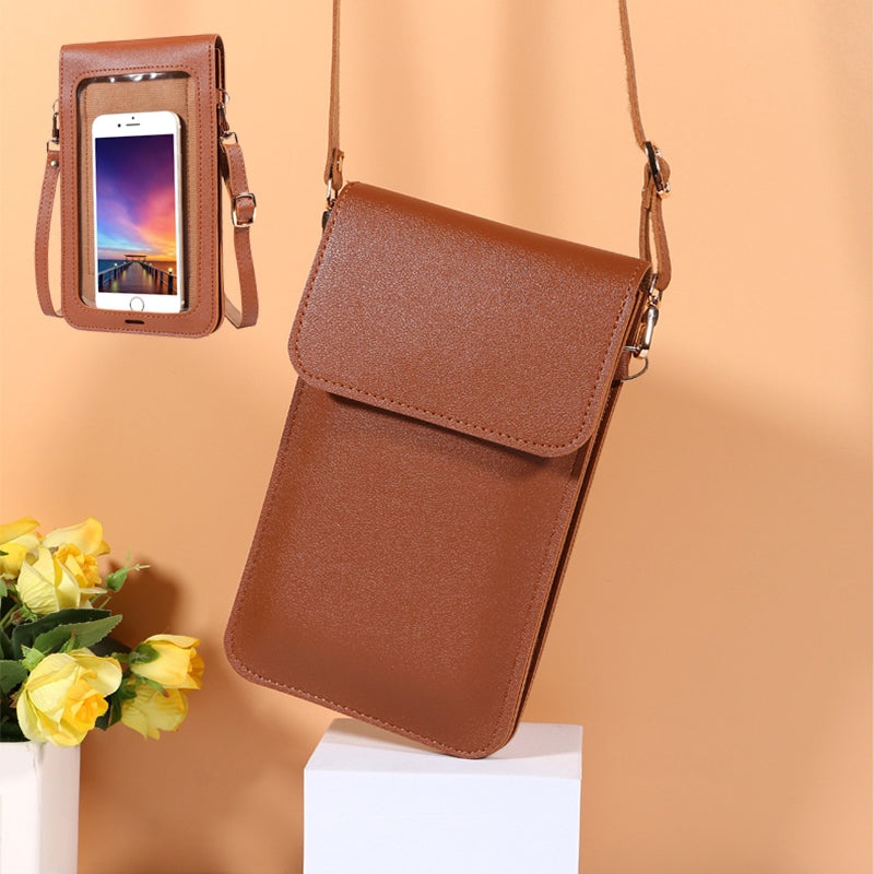 Leren Crossbodytas Voor Dames Bruin Compact