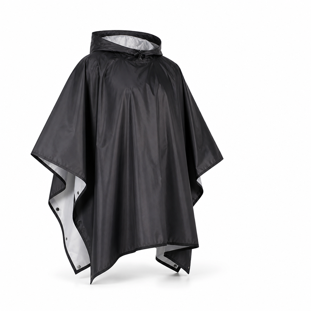 Opvouwbare regenponcho geschikt voor reizen en trekking