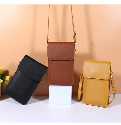 Leren Crossbodytas Voor Dames Bruin Compact