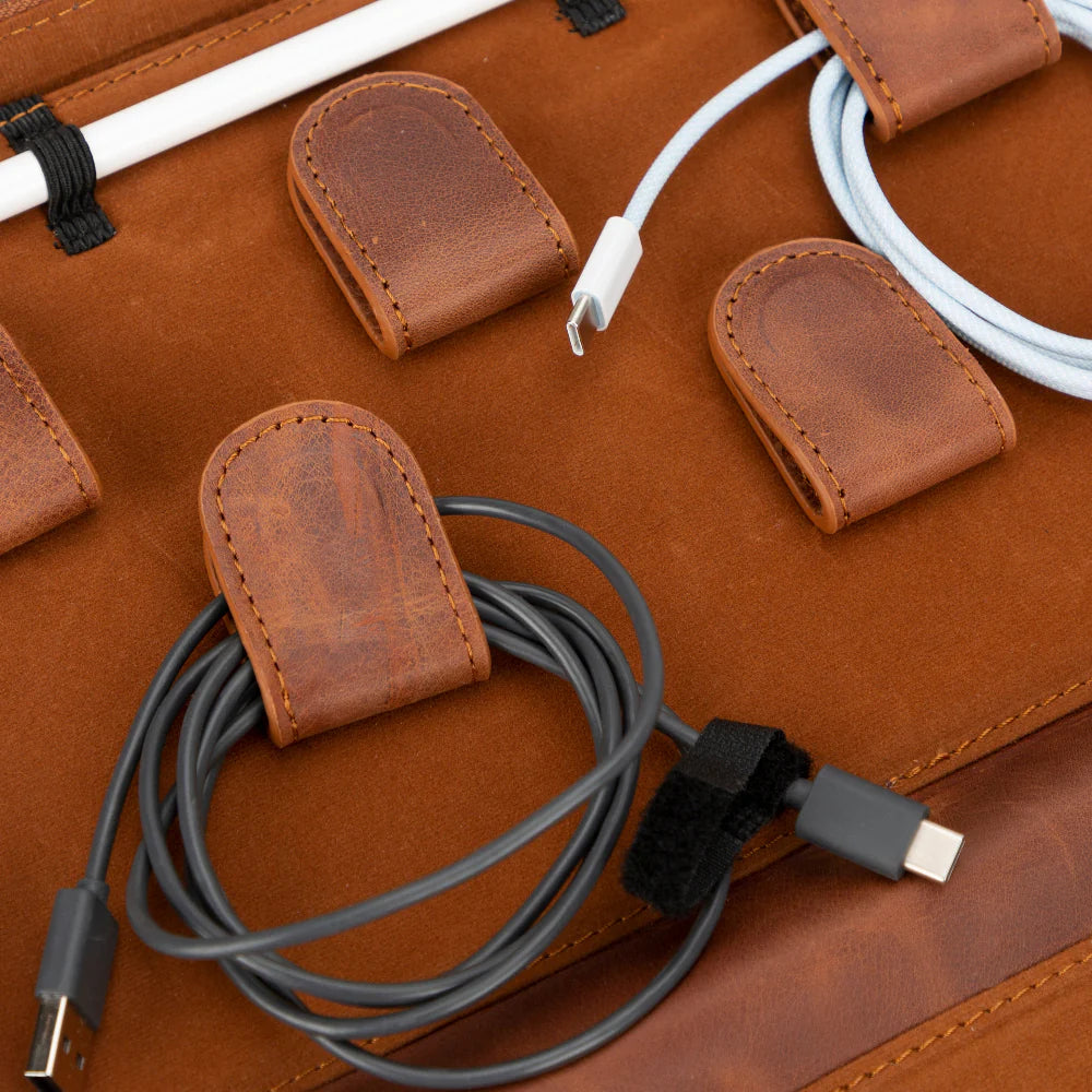 Leren Kabel Organizer voor Reizen