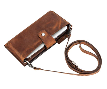 Lozan Leren Crossbody Portemonnee met Riem