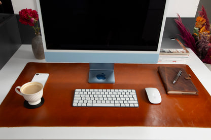 Grote bureaumat van natuurlijk leer