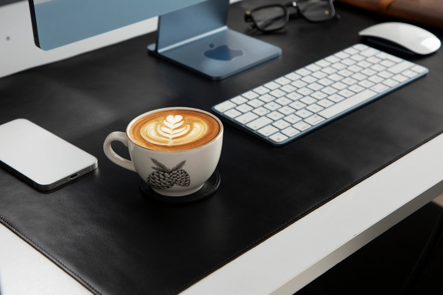 Grote bureaumat van natuurlijk leer