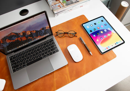 Grote bureaumat van natuurlijk leer