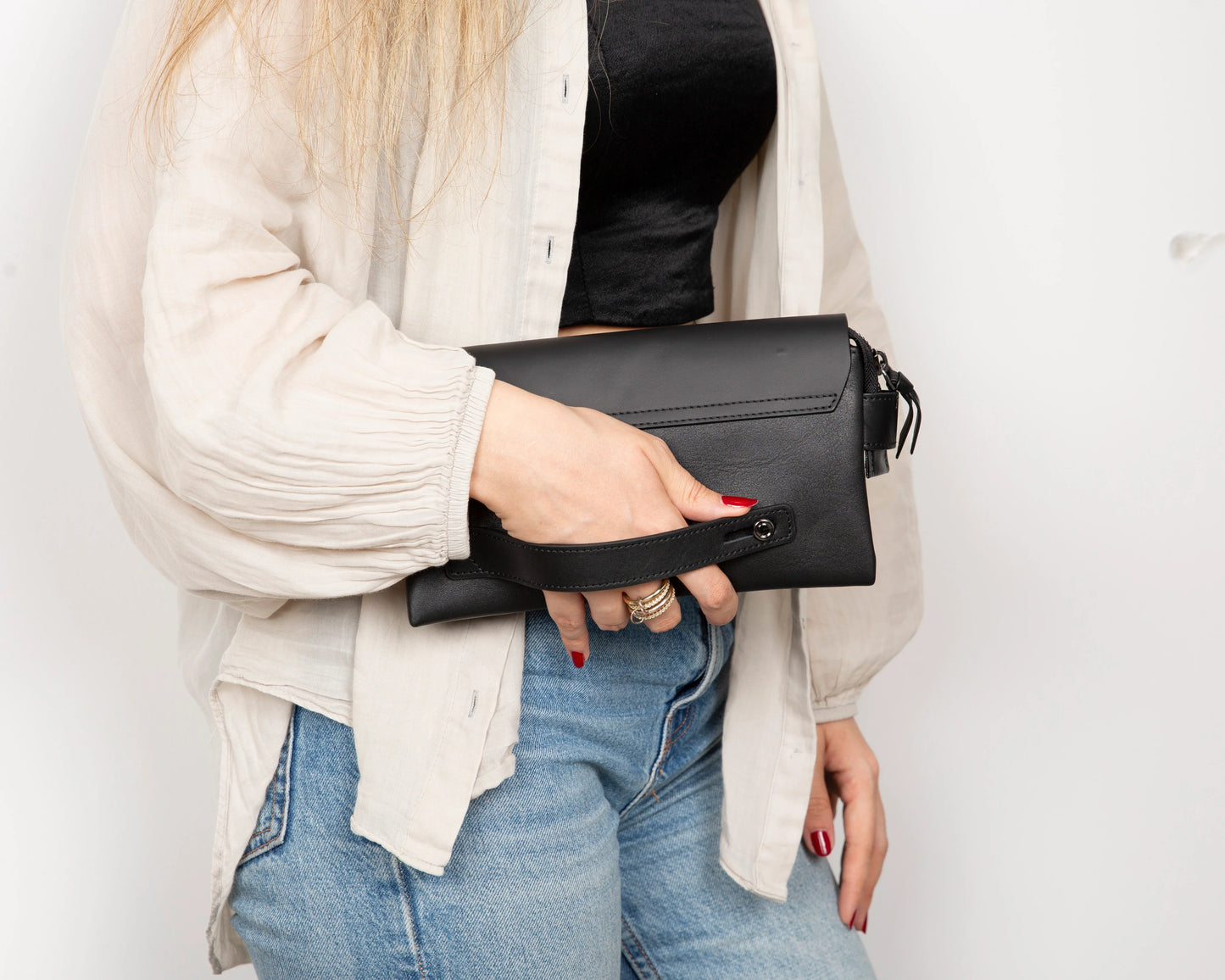 Prestige leren clutch tas