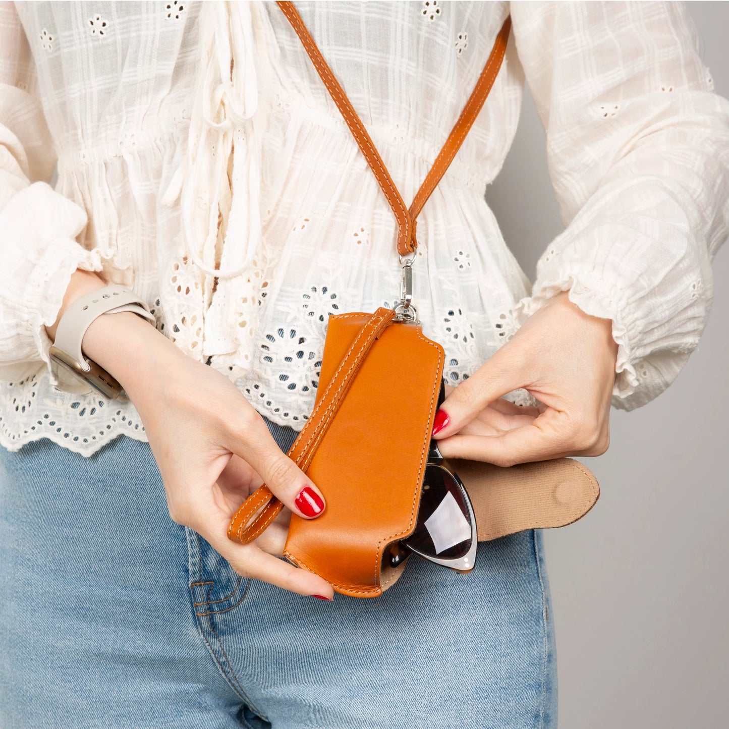 Riviera leren brillenhoes