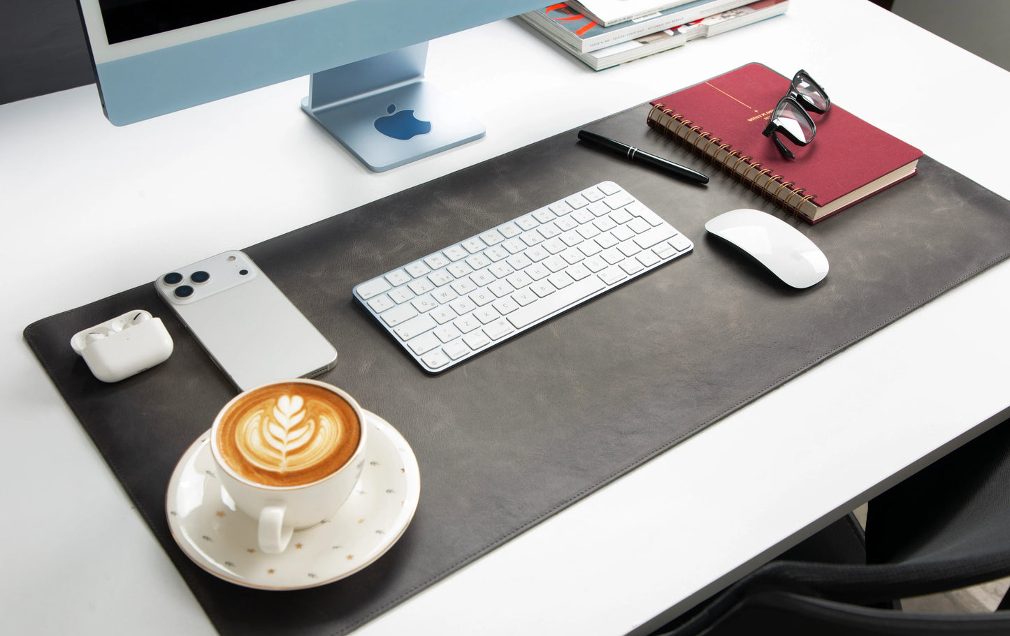 Bureaulegger van natuurlijk leer, medium formaat