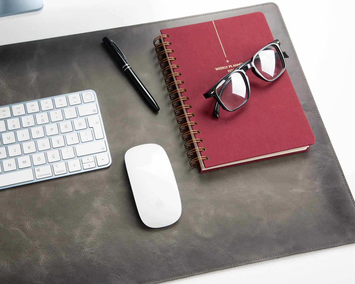 Bureaulegger van natuurlijk leer, medium formaat