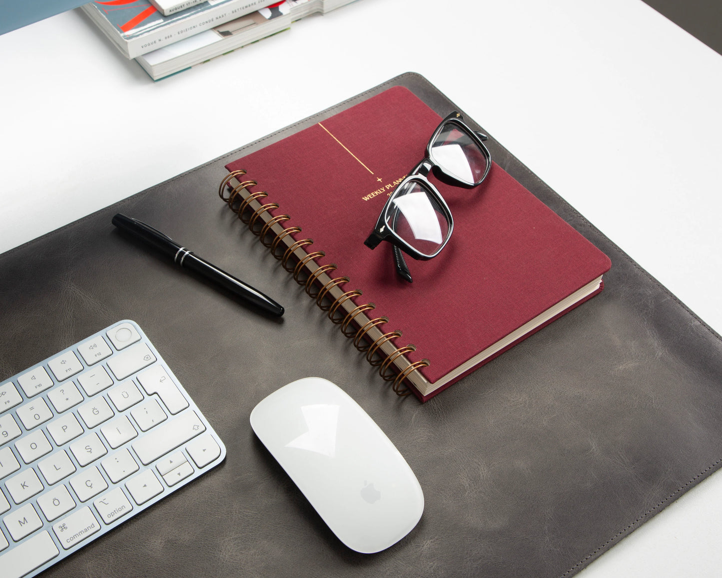 Bureaulegger van natuurlijk leer, medium formaat