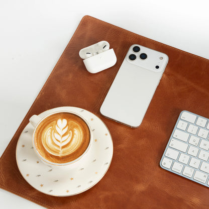 Bureaulegger van natuurlijk leer, medium formaat