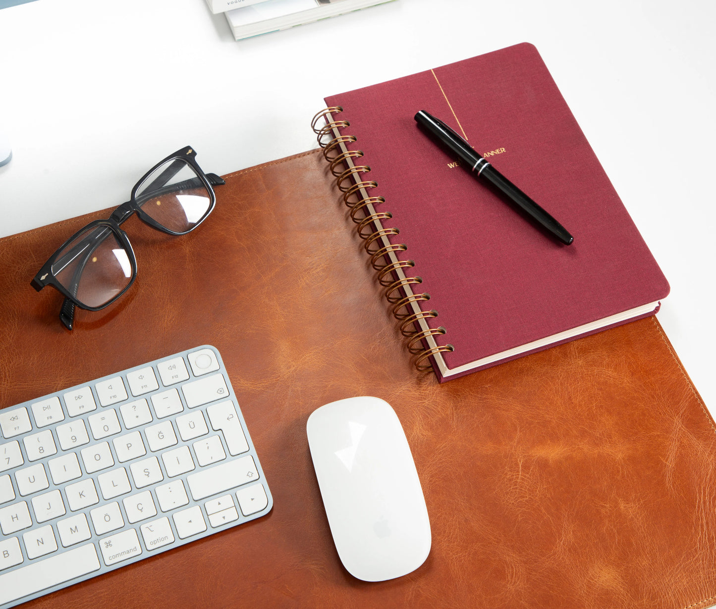 Bureaulegger van natuurlijk leer, medium formaat