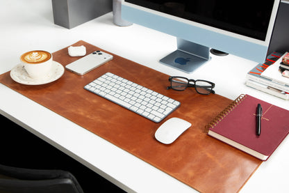 Bureaulegger van natuurlijk leer, medium formaat