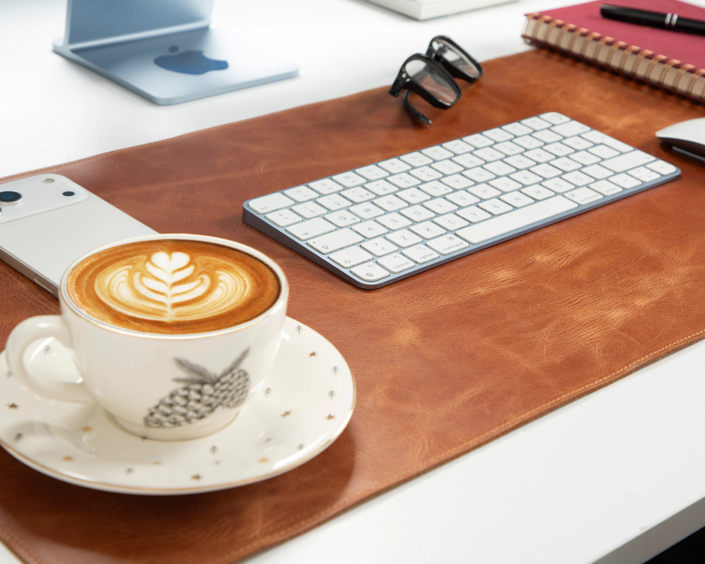 Bureaulegger van natuurlijk leer, medium formaat