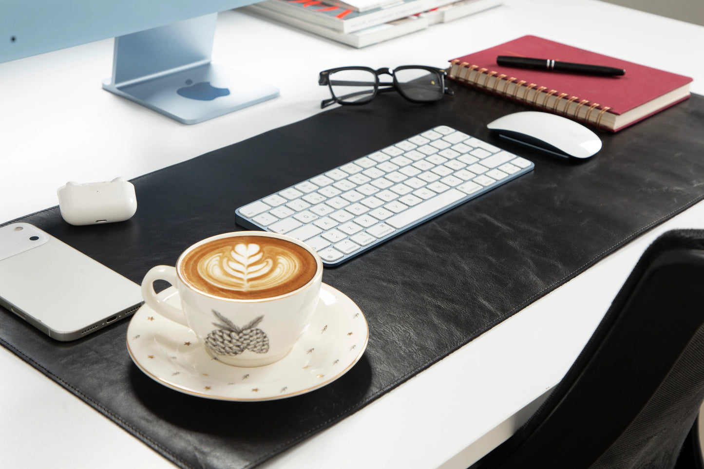 Bureaulegger van natuurlijk leer, medium formaat