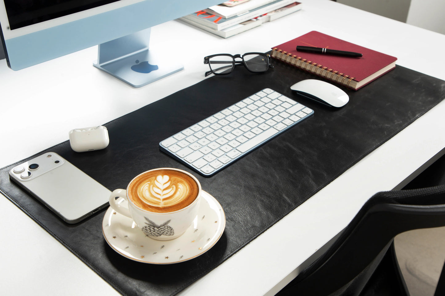 Bureaulegger van natuurlijk leer, medium formaat