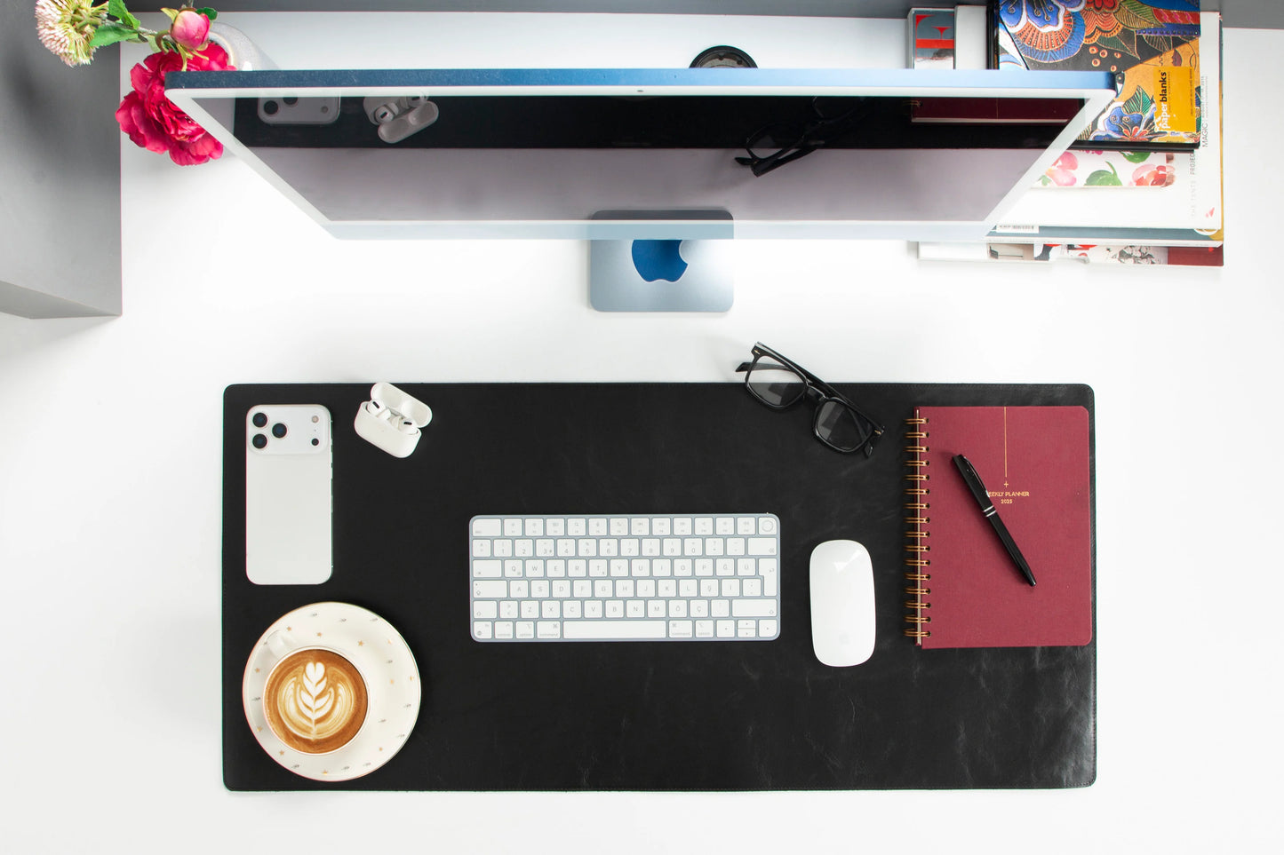 Bureaulegger van natuurlijk leer, medium formaat