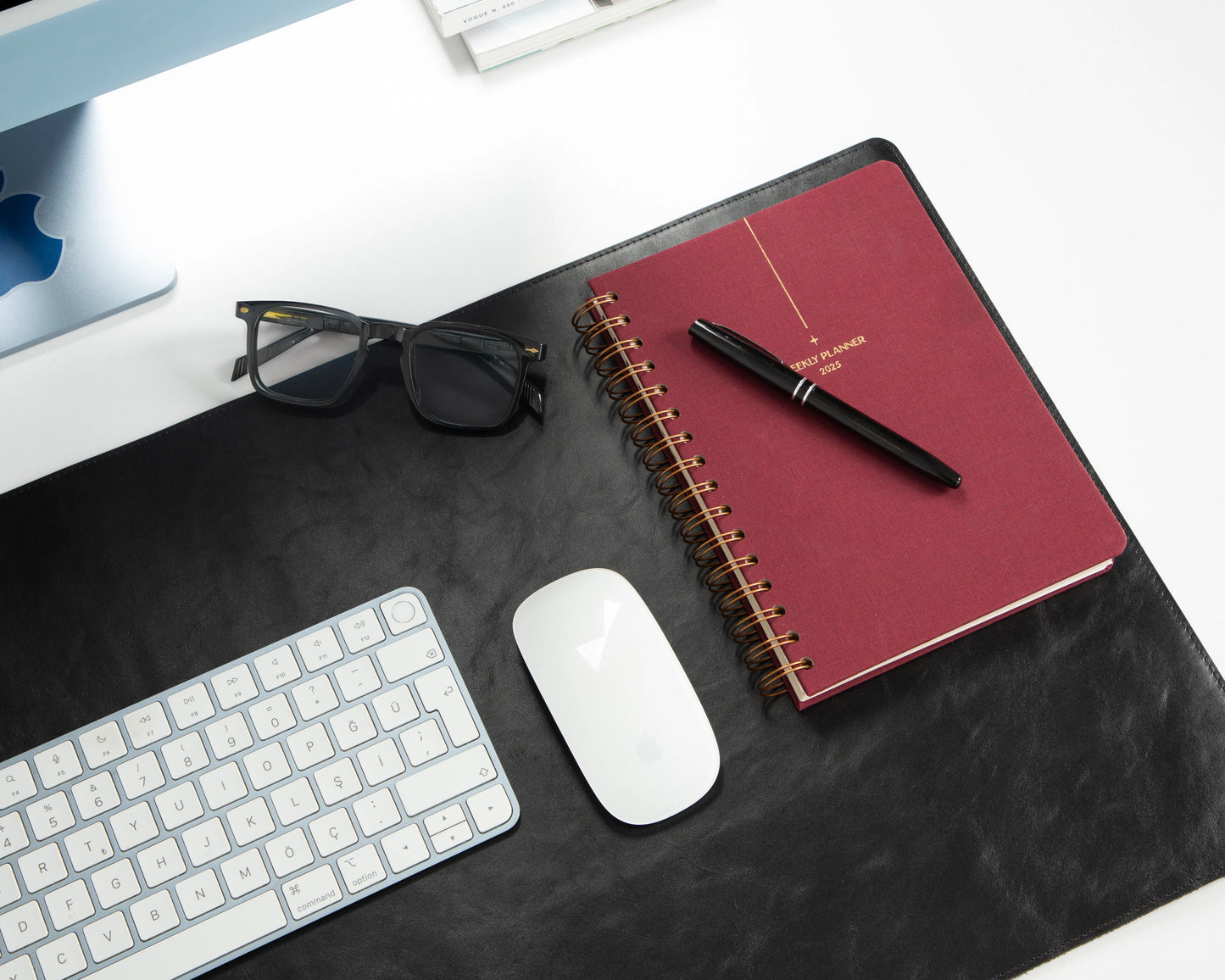 Bureaulegger van natuurlijk leer, medium formaat