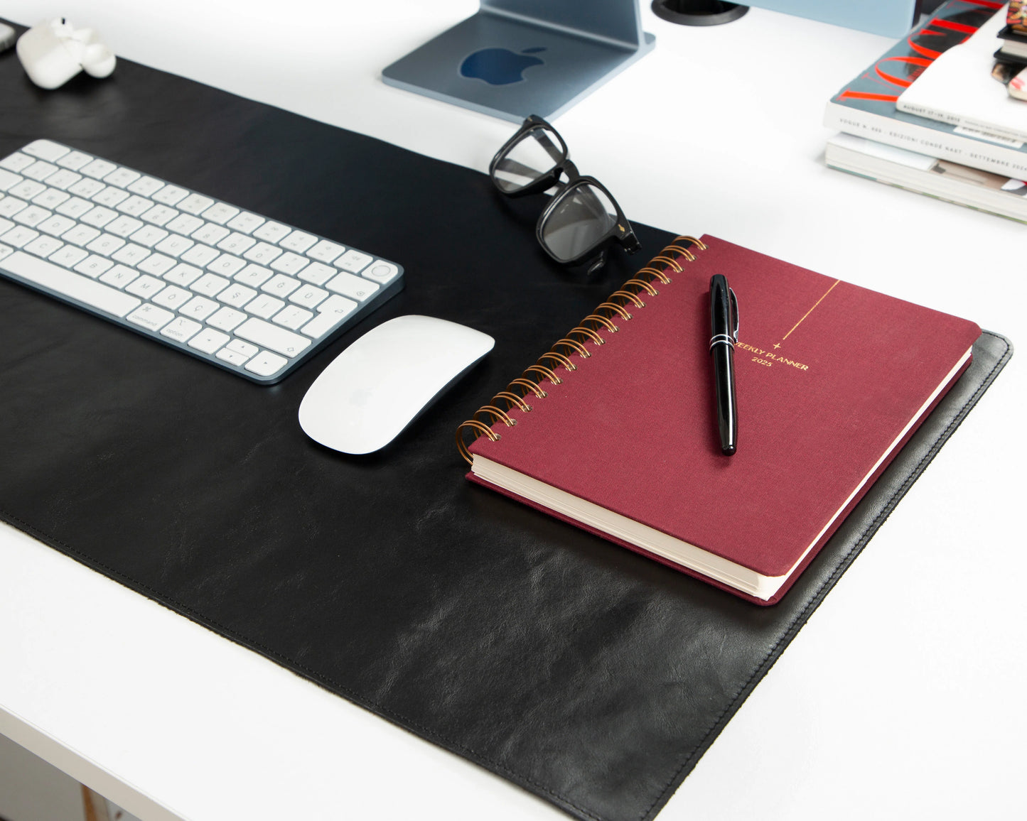 Bureaulegger van natuurlijk leer, medium formaat