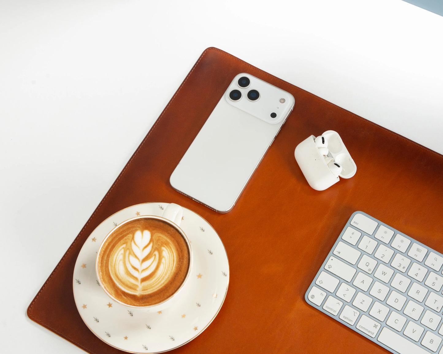 Bureaulegger van natuurlijk leer, medium formaat