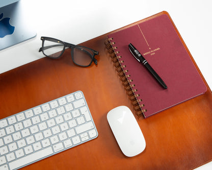 Bureaulegger van natuurlijk leer, medium formaat