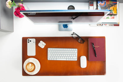 Bureaulegger van natuurlijk leer, medium formaat