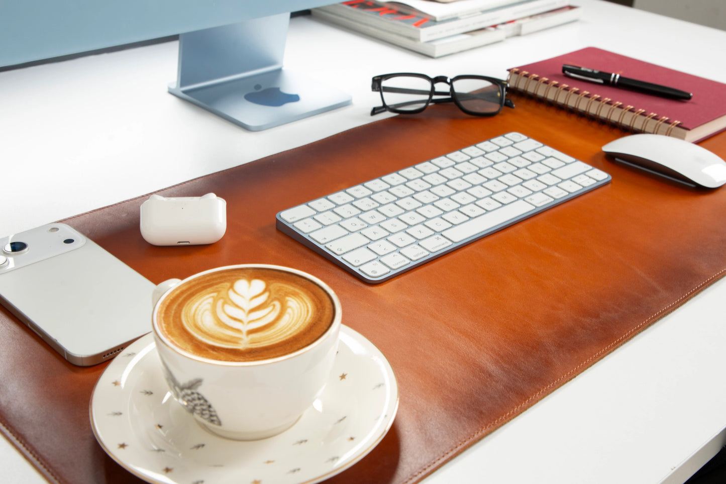 Bureaulegger van natuurlijk leer, medium formaat