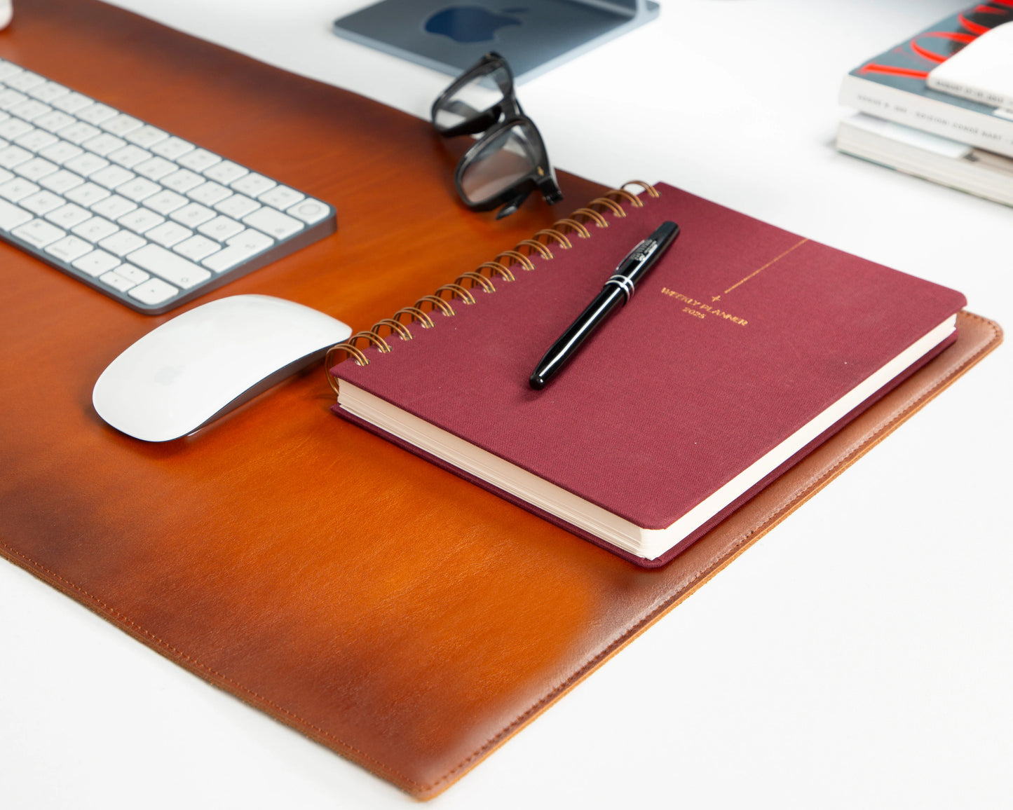 Bureaulegger van natuurlijk leer, medium formaat