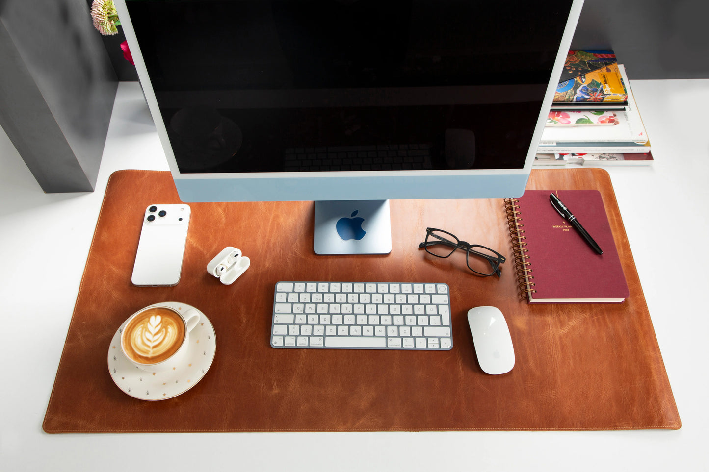 Grote bureaumat van natuurlijk leer