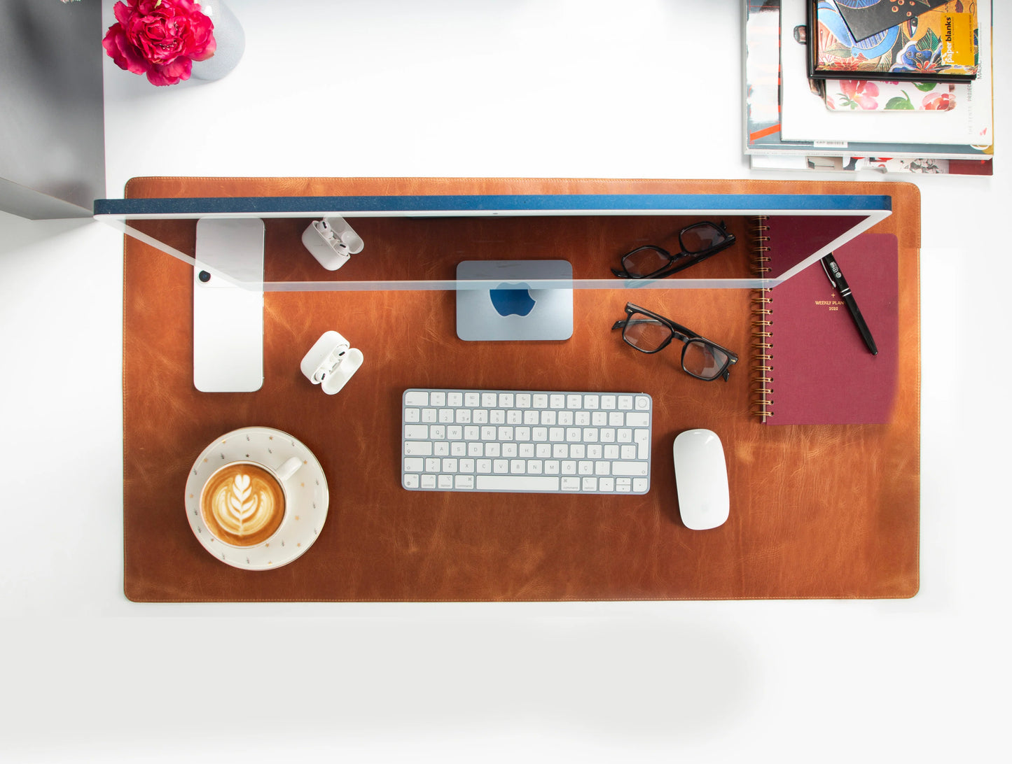 Grote bureaumat van natuurlijk leer