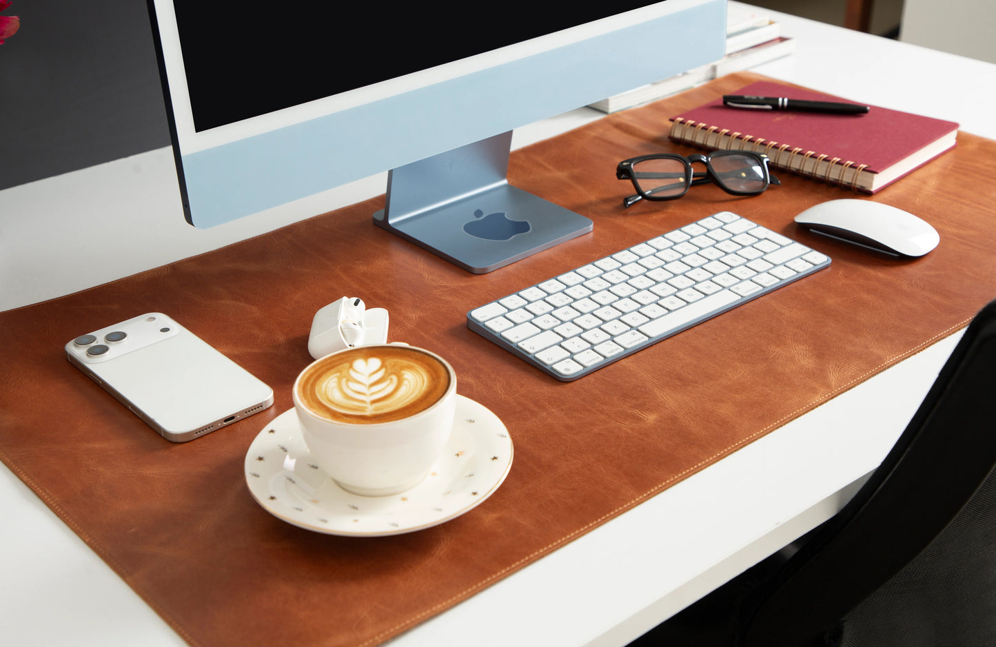 Grote bureaumat van natuurlijk leer