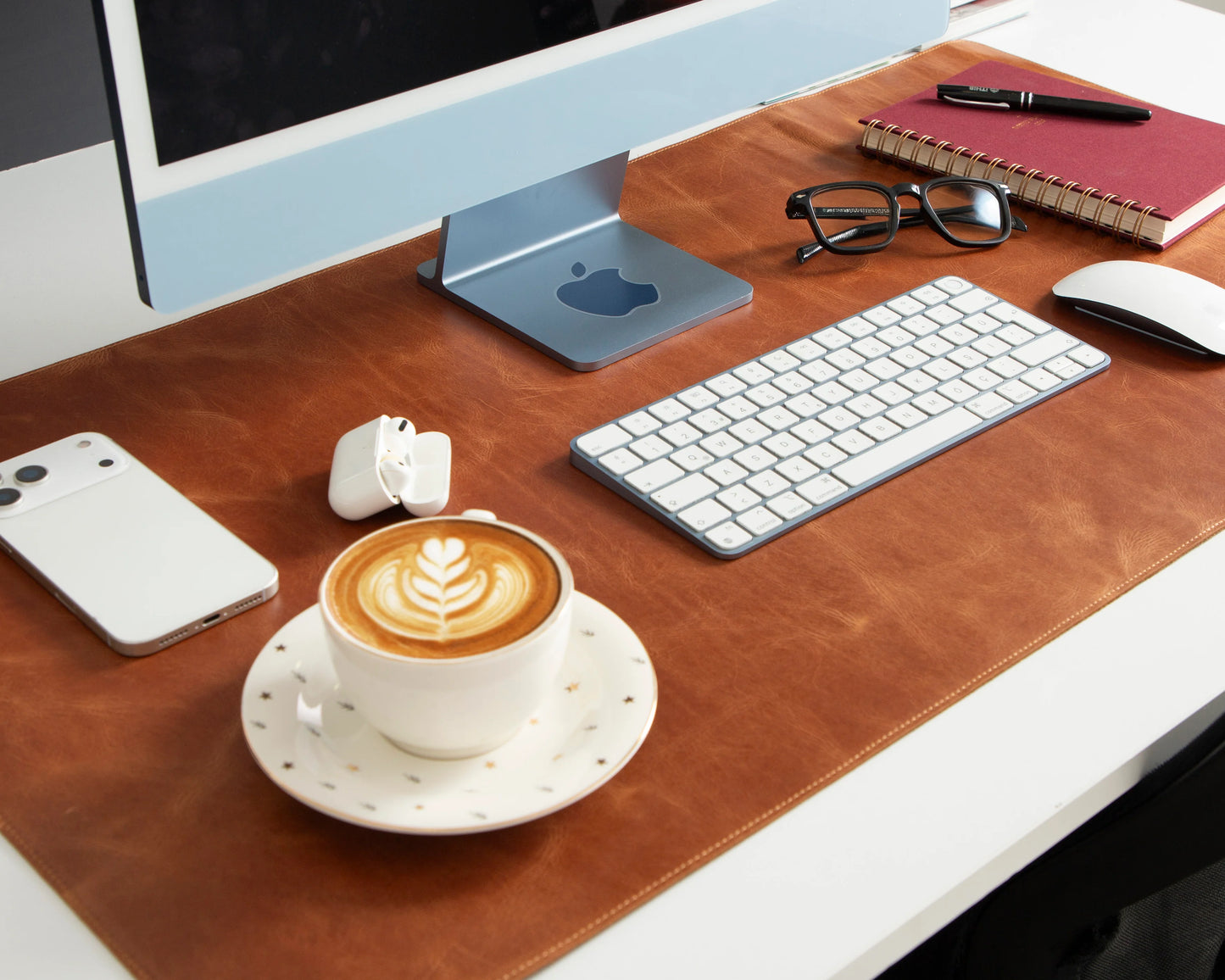 Grote bureaumat van natuurlijk leer