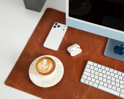 Grote bureaumat van natuurlijk leer