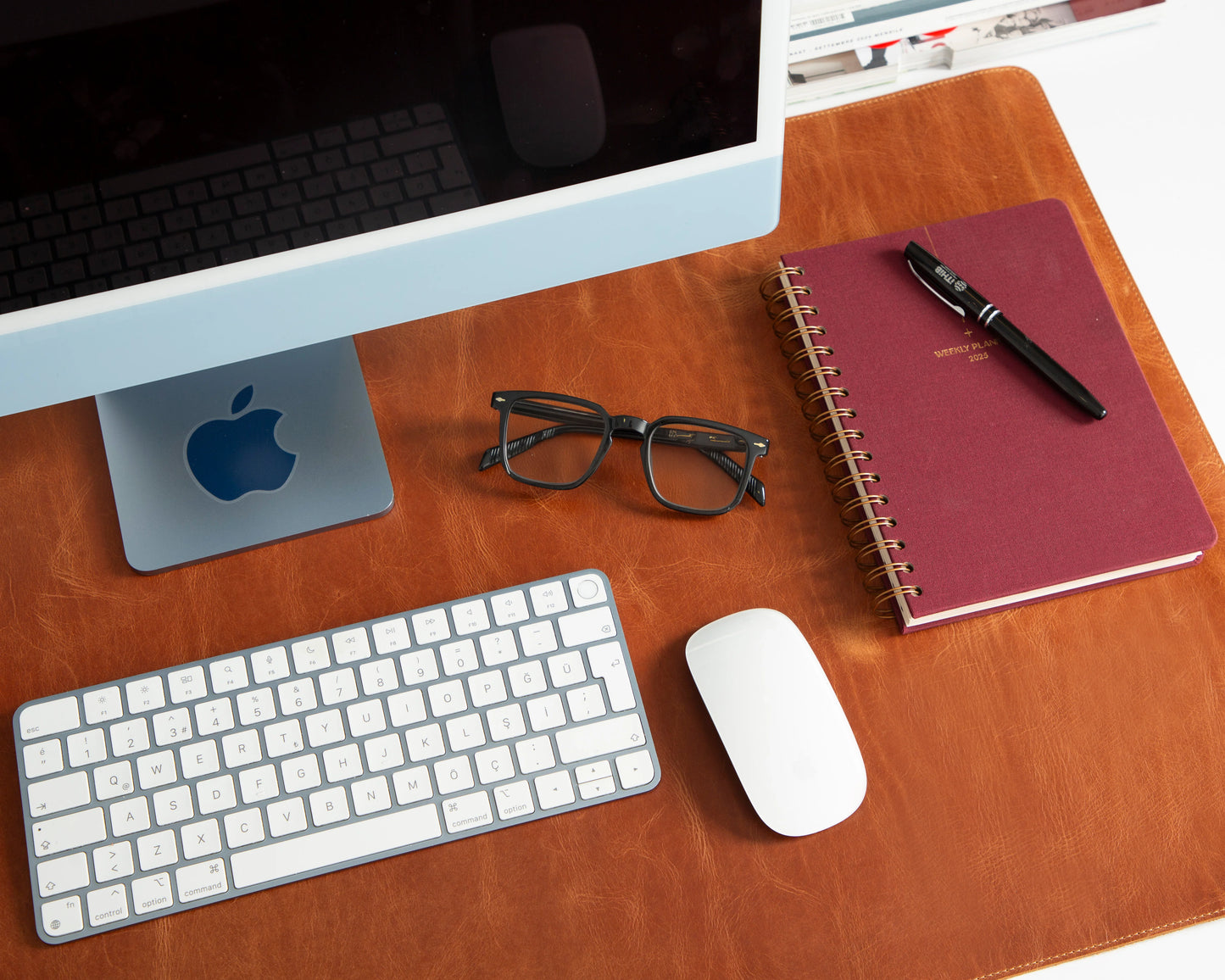 Grote bureaumat van natuurlijk leer