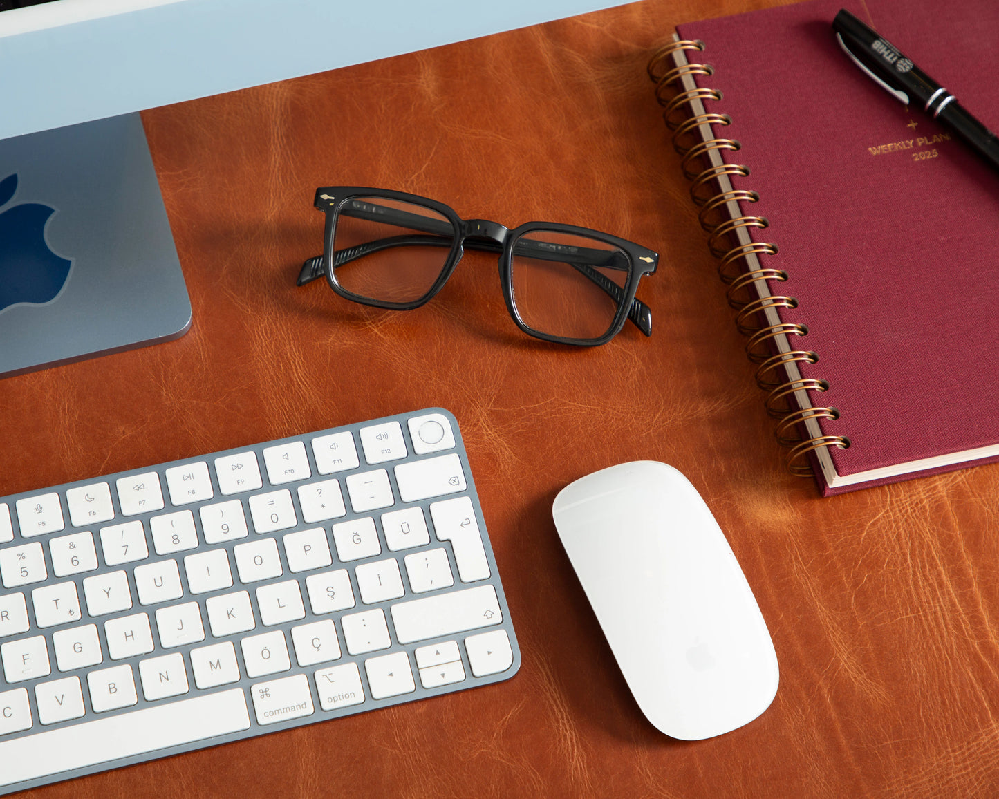 Grote bureaumat van natuurlijk leer