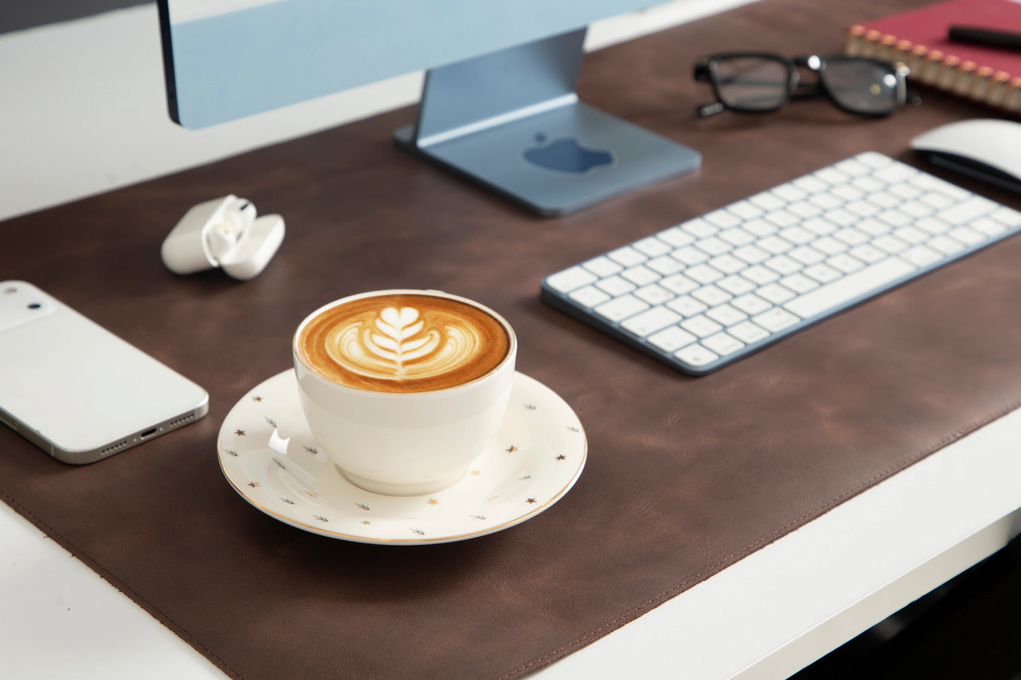 Grote bureaumat van natuurlijk leer