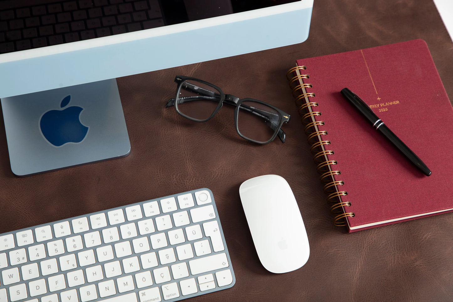 Grote bureaumat van natuurlijk leer