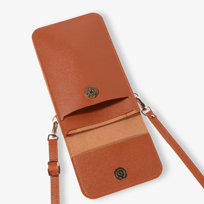 Leren Crossbodytas Voor Dames Bruin Compact