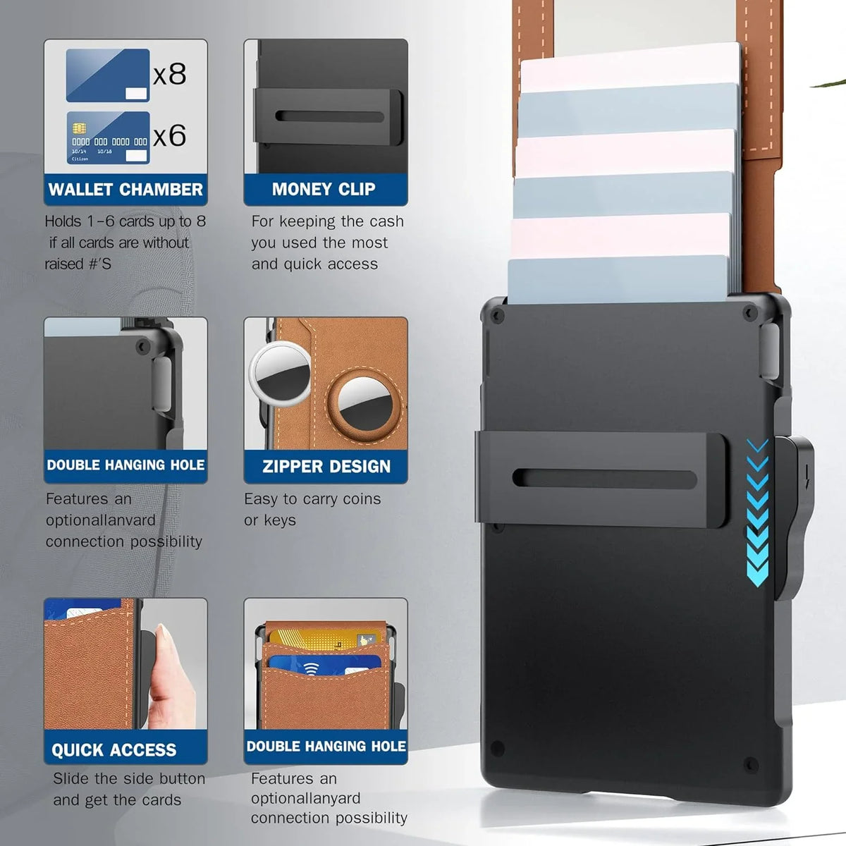 RFID-portemonnee gesloten met stevig aluminium etui
