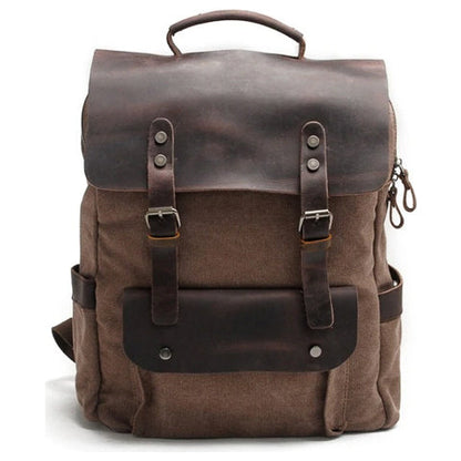 Vintage Canvas En Leren Rugzak Voor Werk En Reizen