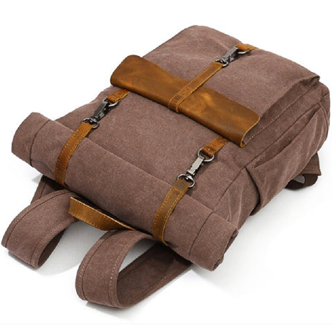 Stevige canvas rugzak in vintage look voor werk en school