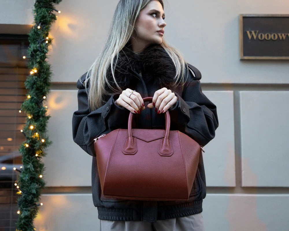 Lorenza leren damestas, middelgroot