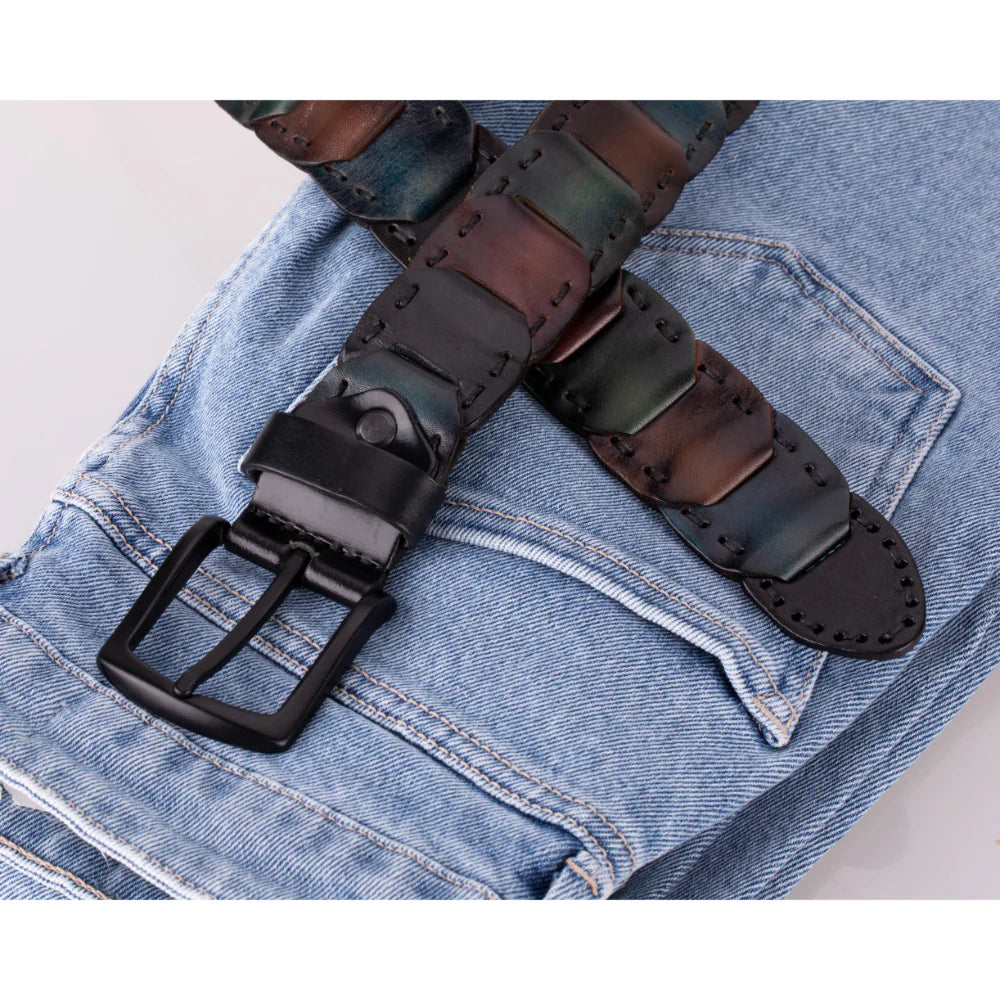 Vista gevlochten leren herenriem