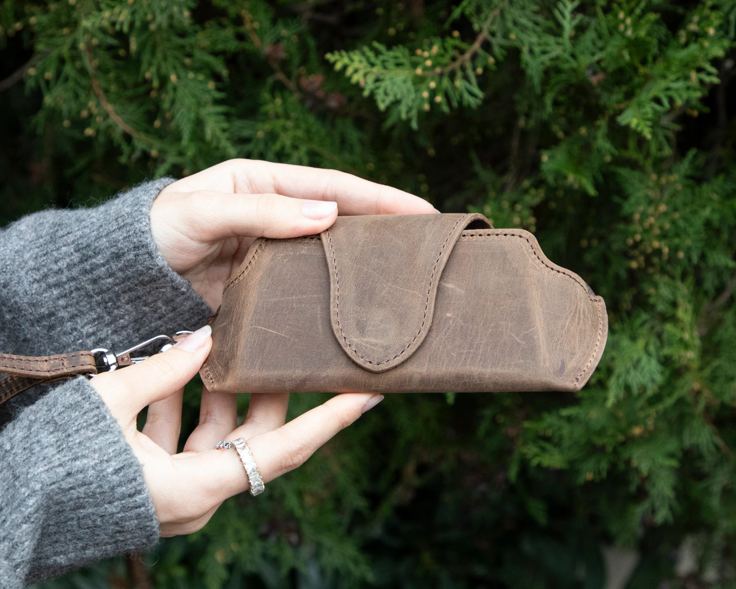 Riviera leren brillenhoes