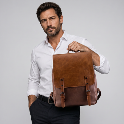 Herenrugzak van vegan leer met een praktisch ontwerp voor dagelijks gebruik