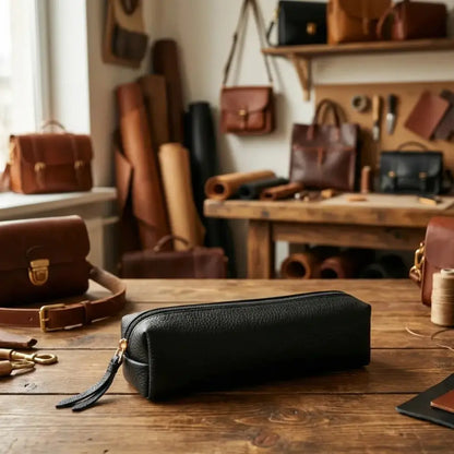 Multibox leren etui voor potloden