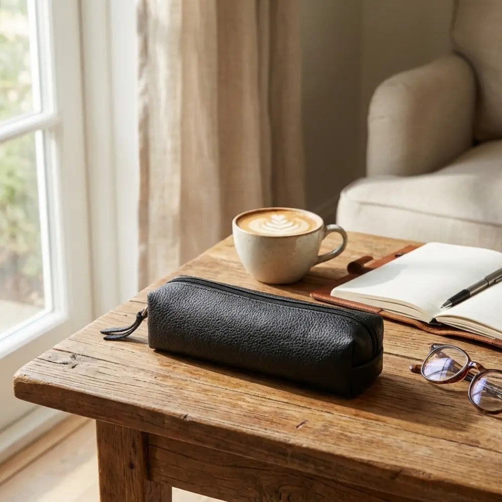 Multibox leren etui voor potloden