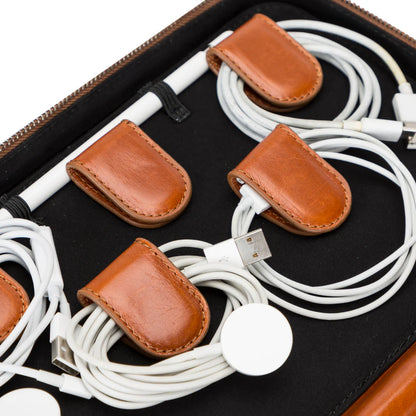 Leren Kabel Organizer voor Reizen
