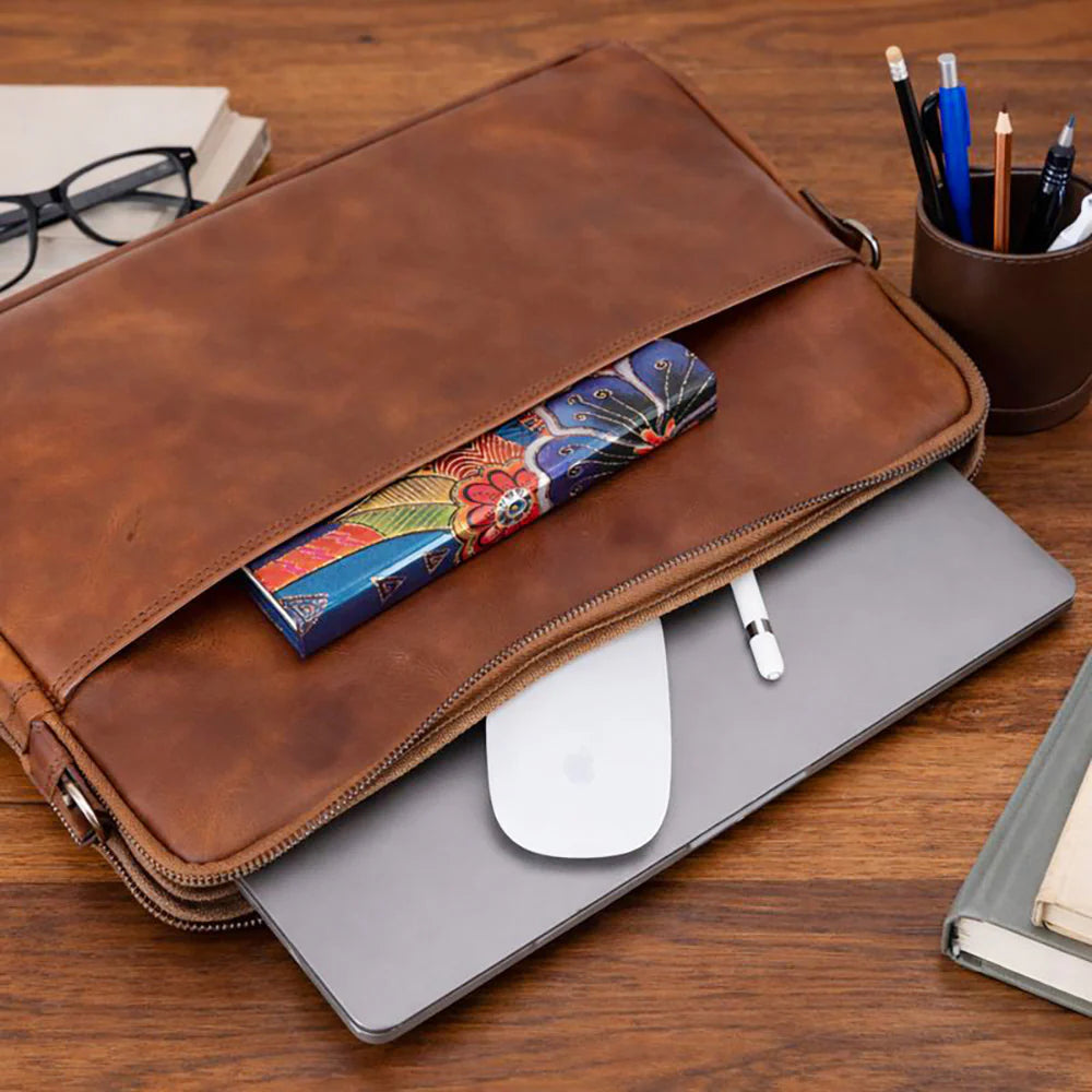 Leeds Slanke Leren Laptoptas / Tablethoes