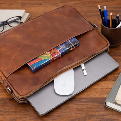 Leeds Slanke Leren Laptoptas / Tablethoes